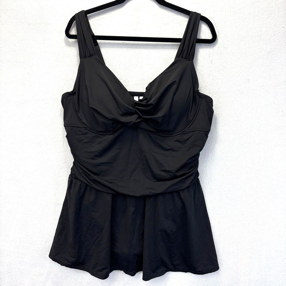 Anne Cole Swimdress Womens Size 20W Black‎ Underwire Lightly Padded Adjustable